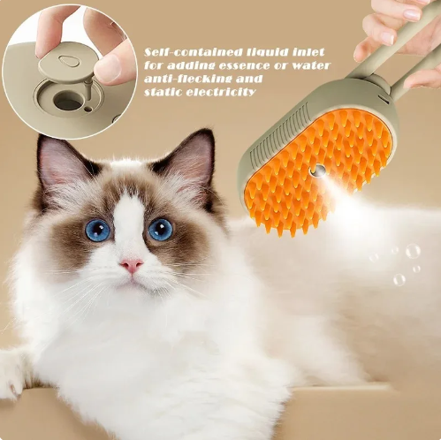 Pet Electric Steam Brush Cat Dog Cleaning Steamy Spray Massage Beauty Comb 3 In 1 Hair Removal Grooming Supplies Pet Accessories